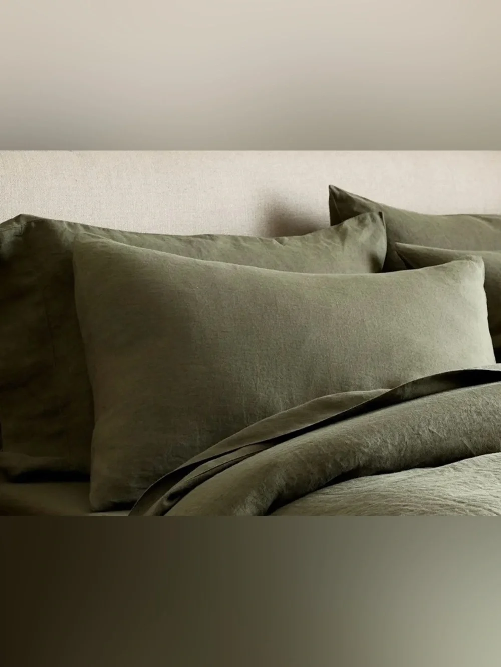 NWT Quince European Linen Sham Set, Standard (Dusty Olive)